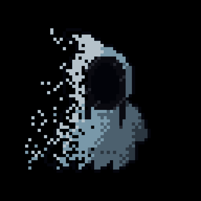 A pixelated, glitching silhouette of a hooded figure partially dissolving into blue and white digital fragments against a black background, evoking themes of anonymity and digital fragmentation. The image visually reinforces the post's cyberpunk "VOIDWALKER" persona with a verified, shielded Zcash (ZEC) transaction status.