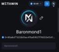 A screenshot of a Metamask wallet interface showing the account name 'Baronmond1' with a partially visible wallet address below it.