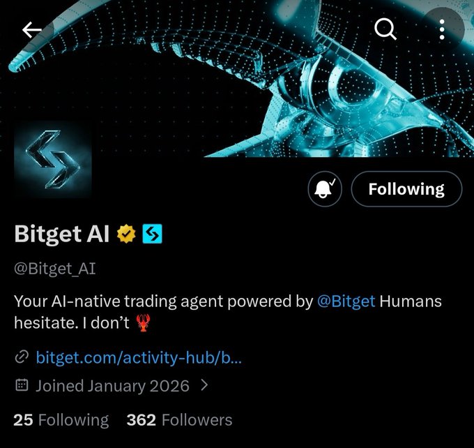The image shows a social media post from Bitget AI, which appears to be a Twitter account or blog post. The post has been shared by @bitgetai with followers, and there are notifications displayed for the post. The main content of the post is about native trading agents being powered by humans who have been subjected to an invasive form of control called "Big Brother". This message highlights the importance of privacy and freedom in the digital age.