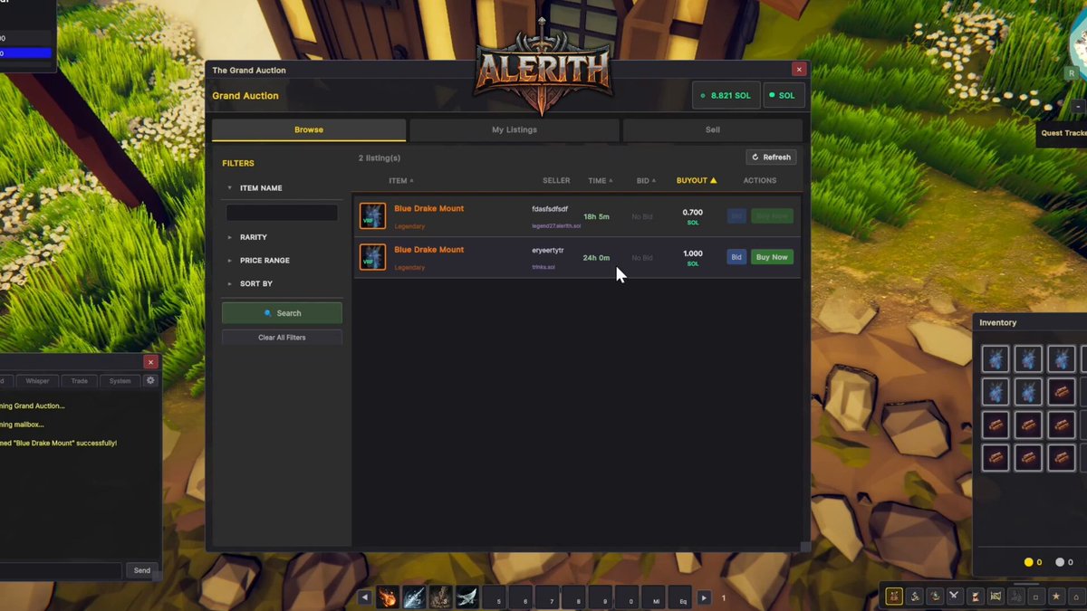 The screen shows an overview of how to buy and sell virtual items within the game "Alleith", featuring various lists and descriptions for sale as well as information about in-game purchases. The context suggests that this is a tutorial, guiding players through the process of buying and selling items like gold coins or Solana tokens with ease. In addition, it shows how to manage the virtual wallet efficiently, keeping track of trades and transactions in an organized manner. The image emphasizes the importance of utilizing these features effectively for smooth gameplay experience within the Alleith game community.