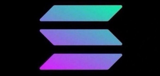 The Solana logo, featuring three stacked horizontal parallelograms with a teal-to-purple gradient, is displayed against a black background.