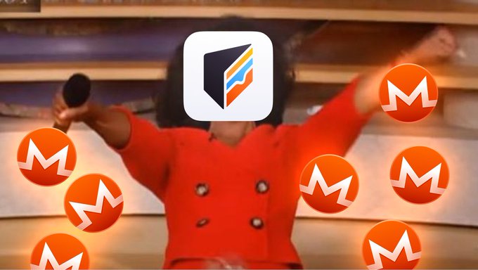The image features an animated cartoon of a person wearing a red shirt with a large "M" on their head. The person has their arms raised high above their head, as if they are celebrating or expressing joy. Surrounding this central figure is a collection of eight different-sized circles, each containing the word "monero", which appears to be a reference to the popular cryptocurrency Monero. These circles are scattered throughout the image in various positions and sizes, creating an interesting visual effect that complements the overall theme of the post.