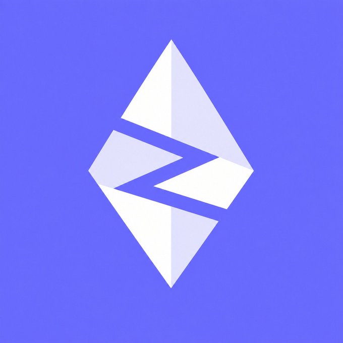 The image features a stylized geometric logo consisting of white triangular shapes forming a diamond-like pattern with a lightning bolt-like "Z" or zigzag motif in the center, set against a vibrant purple background—likely the brand mark for "Etherstreet," a platform introducing pre-IPO tokens like $OPENAI and $ANTHROPIC on Ethereum.