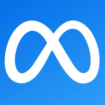 The image shows the Meta logo—an infinity symbol in white against a blue gradient background. It relates to the post about Meta's new AI app "MUSE" reportedly outpacing ChatGPT's mobile launch metrics, aligning with Meta's branding as the company behind the competing AI product.