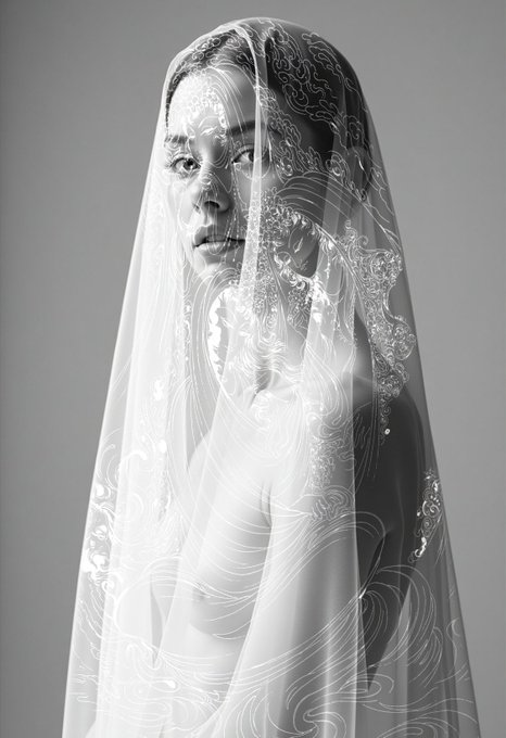 urn of gold and white flowers, with a blurred background, is the focal point of the black and white portrait.