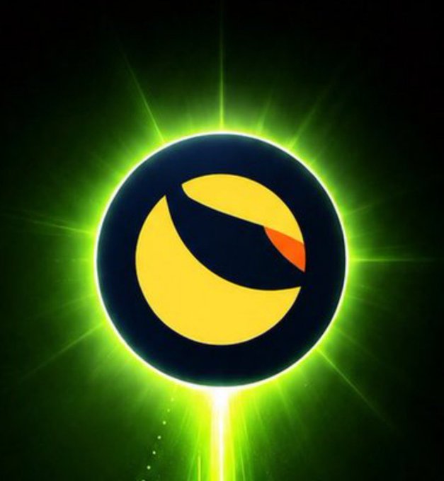 A stylized crypto logo featuring a yellow crescent moon shape inside a dark circle with a small orange eye-like accent, surrounded by a glowing green aura.