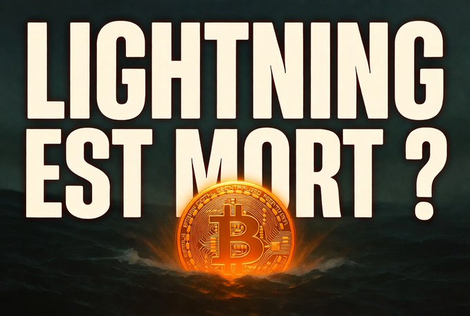 The image features a Bitcoin layer 2 coin that has just gone live on the mainnet. The coin's value is displayed as 0.5 Bitcoins. The text "Lightning est mort?" appears above the coin, which could be interpreted as a question about the coin's worth or an invitation to explore more information about it.