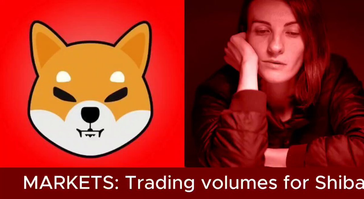 The image shows two different descriptions, one stating that markets are trading volumes for Shiba Inu and another stating that trading volumes have fallen by almost84%. These statements suggest a contrast or comparison between the current market situation of Shiba Inu and its past performance in trading volume.