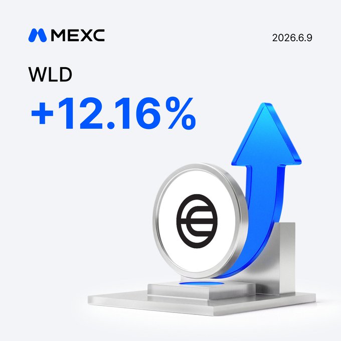 In the image, there's a silver sculpture with an upward-pointing arrow design featuring the letters "WLD" etched onto its surface. The sculpture is positioned directly above an illustration of a dollar sign symbolizing the currency. Below this depiction, there are two lines indicating a "trade now mexc.com/exchange/WLD". This combination of elements suggests that a significant increase in the value of the currency, WLD, has been experienced recently and may be favorable for those who are looking to trade in or out of this market.