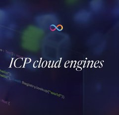 A dark, atmospheric image with the text "ICP cloud engines" alongside an infinity-like logo.