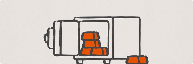 A simple cartoon-style illustration of a white truck trailer filled with orange boxes or cargo.
