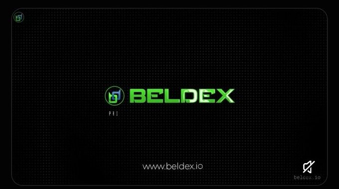 A dark-themed promotional image displaying the bright green Beldex logo and name alongside the website www.beldex.io, featuring a small rocket icon in the corner.