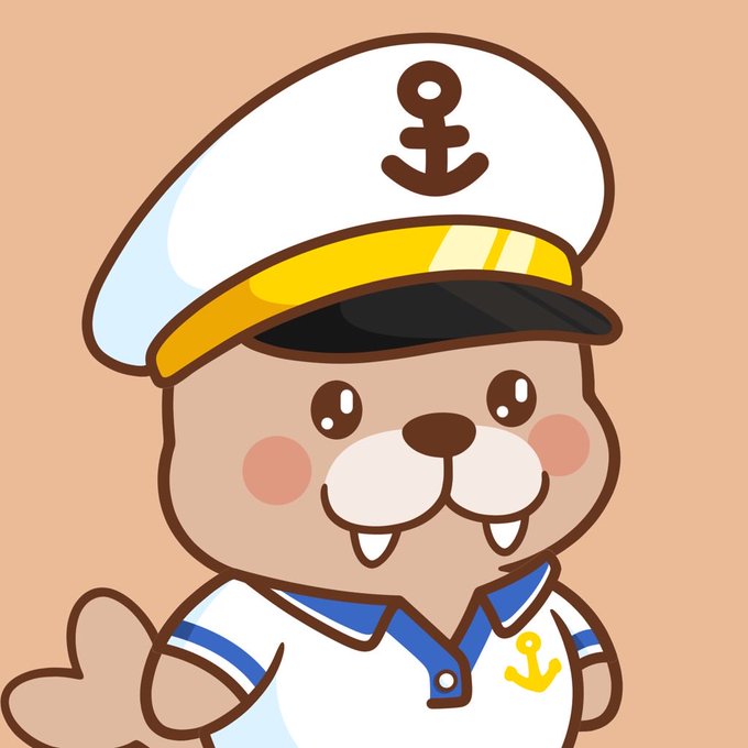 A cartoon beaver character wearing a white sailor cap with an anchor emblem and a white sailor outfit with a blue collar and anchor pin.