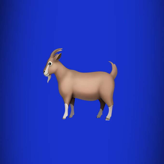 A cartoon goat stands against a blue background, fitting the "GOAT" acronym which stands for "Greatest Of All Time"—a common way to ask about the best player in a sport.