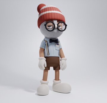 A 3D-rendered character with a red beanie, glasses, and bowtie stands in a casual pose. The image relates to the post's theme of NFT collecting, with the stylized cartoon figure evoking the playful aesthetic common to NFT collections like CryptoPunks and Bored Ape Yacht Club.