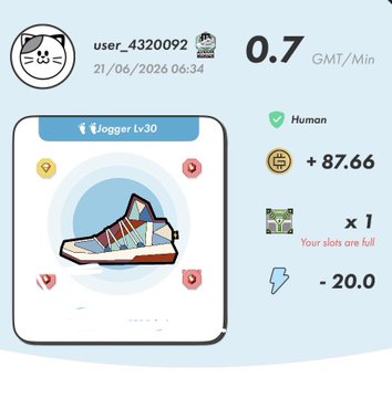The image shows a post from an app that displays several items, including a pair of shoes, a lightning bolt icon, some coins, and a score for certain game actions, such as taking steps or using an opponent's power-up. The posts is titled "UHT" (Humans) to indicate it's related to human elements within the app gameplay.