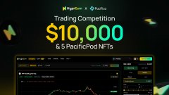 A promotional graphic for a 'Trading Competition' offering a $10,000 prize in PacificPod NFTs by Marlin and Starfish.