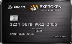 The image features a digital credit card display with the number "1234" printed at the top, followed by "6678" and "9012" below it. The credit card has an XRP logo displayed on its front. The background of the image is black, making the credit card stand out prominently. In the caption provided, there are two lines of text: one stating that a digital credit card is circulating online with interest in XRP-based payment solutions continuing to grow; and another line stating that the media industry is entering the conversation as the largest decentralized media network powered by $XRP token.