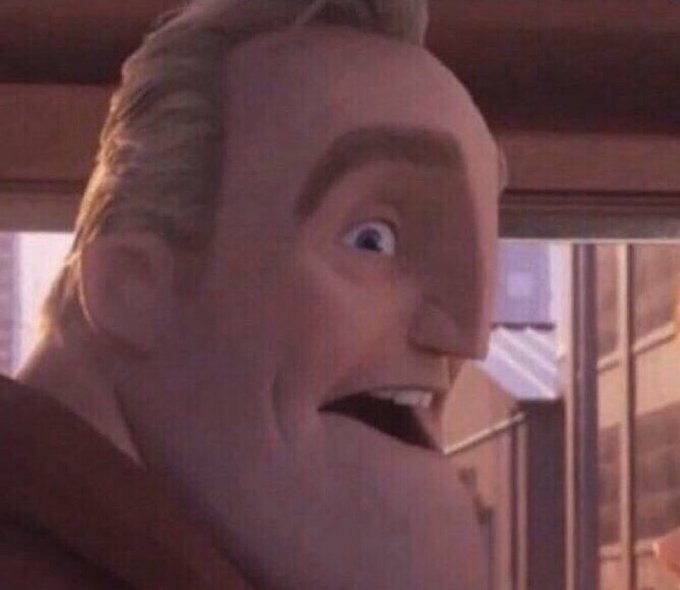 A screenshot from the animated film *A Bug's Life* shows the character Tuck displaying an expression of wide-eyed surprise or realization. The image humorously mirrors the post's caption about bears "running out of time," evoking a look of shock as the bear market potentially comes to an end.