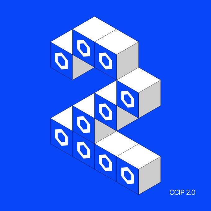 An abstract isometric illustration features white and blue cubes with hexagonal logos arranged in a '3' shape against a solid blue background, with 'CCIP 2.0' in the corner.