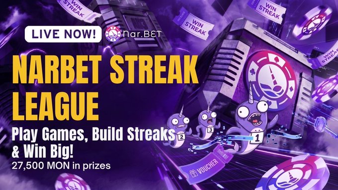 The image features a poster advertising a gaming event called "Narget Streak League". The poster includes a cartoon character of a cat, which appears to be playing a game with a human player. The text on the poster announces that there is a contest for $27,500 and mentions that the winner will receive a $1,000 gift card.

The post also highlights the event's theme as "Narget Streak League" and encourages people to participate by sharing their experiences or tagging them in photos using the provided hashtag #NargetStreakLeague.