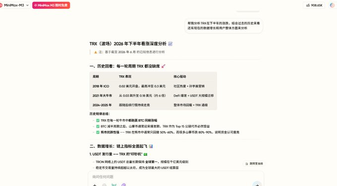 The image shows a screenshot of a computer screen displaying an article about "TRX". The title says "TRX", indicating that this is likely related to or about TRX trading. It also provides details, such as an update on 2020-07-08 and a discussion with users sharing their opinions on this topic. Additionally, it mentions the release of a MiniMax M3 model, which is used by traders in this context.