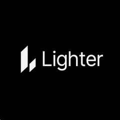 The image displays the logo for Lighter, featuring a white geometric icon next to the word "Lighter" on a black background. This relates to the announcement of 21shares launching European ETPs tracking Lighter ($LIT), the cryptocurrency whose brand identity is represented in the image.