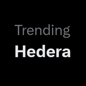 A black square with text reading 'Trending Hedera' in white and gray lettering.