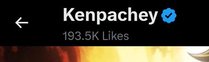 A profile header showing the username 'Kenpachey' with a blue verification checkmark and '193.5K Likes' displayed below.