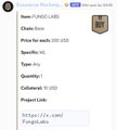 A mobile interface for 'ClicBot Marketplace' showing a robot listing by 'emre' priced at 100 with options like Quantity and Shipping information.