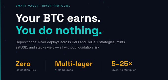 In the image, there are three different images showing a smart vault (or storage) system with Bitcoin or Ethereum coins. The primary focus of the image is an illustration of the smart vault itself. At the bottom of the image, there's text explaining that the smart vault offers a "Yield Curve" feature for cryptocurrency mining. This feature means that the user can earn extra money by mining their coins using the smart vault.