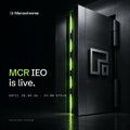 A close-up product image shows dark metal server racks illuminated by green LED lights, with text reading 'MCR IEO is live.'