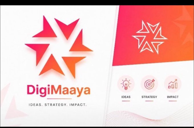 A promotional graphic for DigiMaaya featuring its star-shaped logo in pink and orange gradient, alongside the tagline "IDEAS. STRATEGY. IMPACT." and icons representing those three values. The image serves as visual branding for DigiMaaya's ecosystem, which integrates a Loyalty App, Springboard, Exchange Demo, Maaya Points, and $EMYA token into a unified Web2.5 experience.