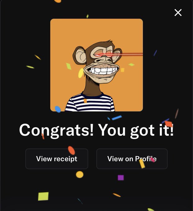 urn of confetti is scattered around a monkey with a red laser pointer, celebrating the monkey's victory in a game.