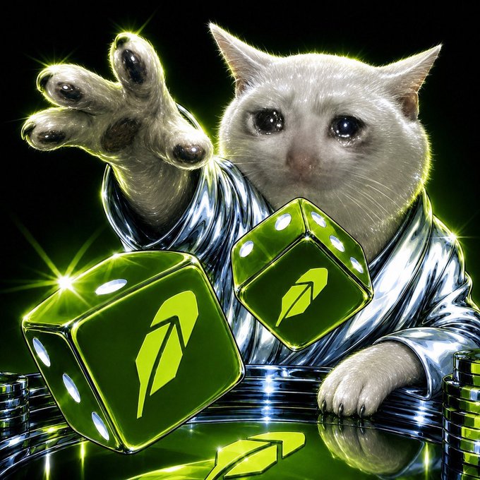 A white cat dressed in a shiny silver suit reaches forward while green dice and poker chips featuring a stylized green leaf logo are arranged in front of it. The image ties into the "cashcat summer" post by portraying the cat as a confident gambler, fully "positioned" with its chips and dice while ignoring distractions—just as the poster is ignoring the noise while holding their bags.