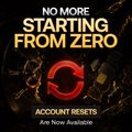 The image is a promotional graphic featuring the text "NO MORE STARTING FROM ZERO" in bold yellow and white letters above a red circular "reset" symbol, with "ACCOUNT RESETS Are Now Available" written below against a dark background. It relates to the post by advertising the new "GFT Reset" feature from @GoatFunded, which allows traders to reset their accounts after losses rather than starting over from scratch.