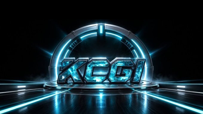 A futuristic stage featuring glowing blue text "KCGI" within a circular light frame, with the caption noting the KCGI 2026 competition's final registration window before its September 22 deadline.