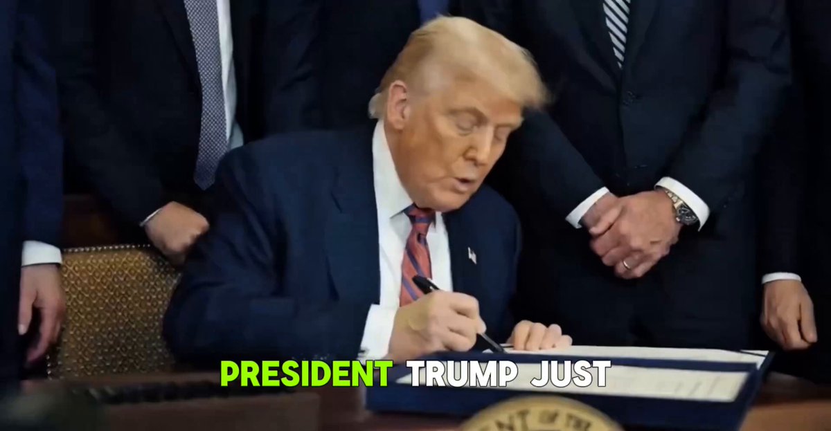The image shows President Trump signing an executive order or bill into law at his desk. The text in the image reads "CLARITY ACT IS COMING President Trump is expected to sign the CLARITY Act, bringing long awaited regulatory certainty to crypto in the United States." This suggests that the President has signed a new regulation related to cryptocurrencies and blockchain technology. The post also mentions Ripple and XRP as potential beneficiaries of this regulatory clarity, indicating that these digital assets could experience significant growth and adoption following the signing of the CLARITY Act.