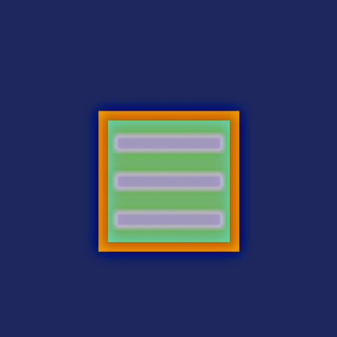 A simple illustrated icon of a green menu or list with three purple bars, framed in orange on a dark blue background.