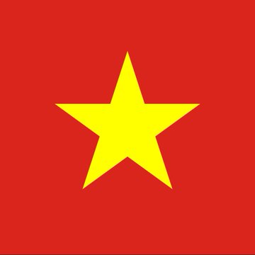 A yellow five-pointed star centered on a solid red background, resembling the flag of Vietnam.