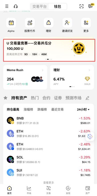 The image shows an overview of a mobile phone screen displaying various app icons and information. The main focus appears to be a cryptocurrency trading app with a list of different cryptocurrencies available for trading. The user interface includes options such as "U" for "Unclear", "M" for "Mute", and "X" for "Xerox". The image also contains text in Chinese, which might provide additional information about the app or its features.