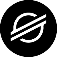The image displays a stylized logo on a black background, featuring a white circular design with a diagonal line cutting through it—commonly associated with the Stellar blockchain network's branding. This logo visually represents the Stellar network, which aligns with the news about Stellar expanding its offerings by adding the institutional-grade tokenized gold XAUm, backed 1:1 by LBMA-accredited bullion.