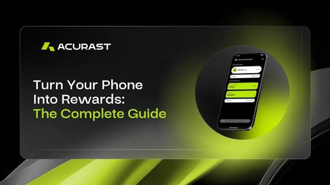 An advertisement banner for ACURAST titled 'Turn Your Phone Into Rewards: The Complete Guide' featuring an image of a smartphone displaying the Acurast app interface.
