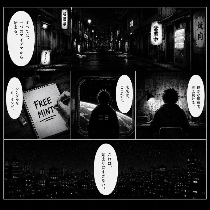 The image is a black and white comic strip featuring two people, one of whom has written "FREE MINT" on a piece of paper. The other person is sitting at a desk with a computer screen behind them. The scene takes place in an urban setting, with buildings visible in the background. The post appears to be promoting a product or service related to mints and could possibly be for sale.