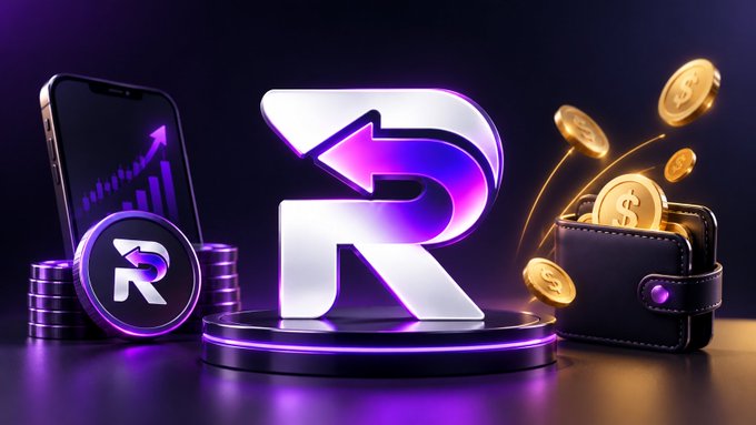 A stylized “R” launchpad logo sits beside a smartphone showing growth charts, stacks of coins, and a wallet with rising USDG-like tokens. The image visually reinforces the post’s message that Rebate Launch on Robinhood Chain offers token launches with a 3% buyer bonus and holder payouts in USDG.