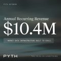 An advertisement for Pyth Network displaying 'Annual Recurring Revenue $10.4M' with the tagline 'MOST AKIs IN NETWORK NEXT TO SOL' and 'PYTH THE MEDIA ORACLE'.