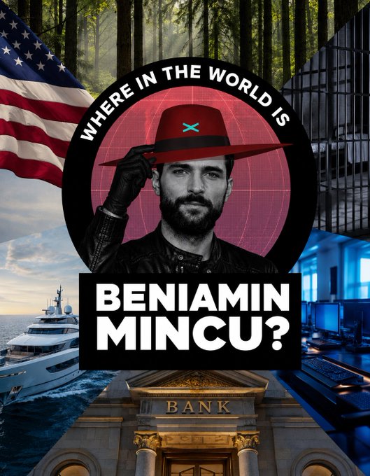 The image features a collage of various elements, including an American flag, a boat, a building with columns, and a man wearing a red hat. The text "Where in the world is @beniaminmincu $EGLD" is written above the image. This suggests that the image is related to a post or article about Benjamin Mincu, possibly discussing his life, career, or some other aspect of his personal or professional journey.