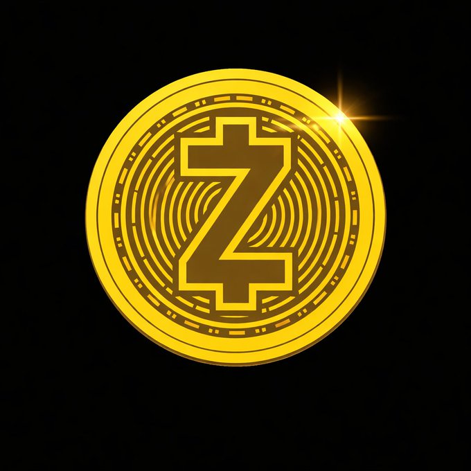 A glowing golden Zcash (ZEC) cryptocurrency coin with a stylized 'Z' logo on a black background.
