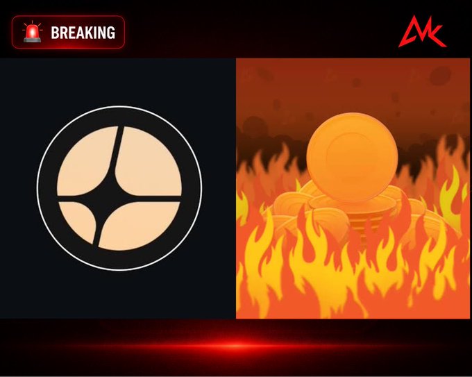 Breaking news graphic featuring the Astar Network logo on the left and an illustration of gold coins burning in flames on the right.