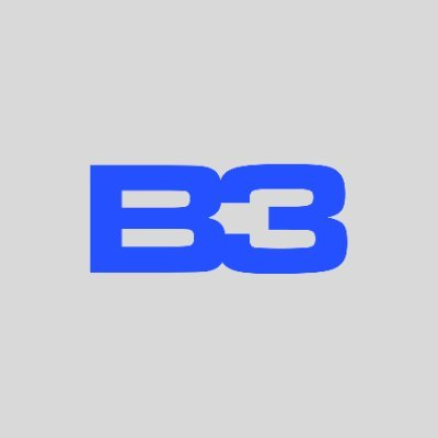 The image displays the B3 logo, a blue stylized text design featuring the letters "B3." This represents B3, the gaming ecosystem project mentioned in the thread, which is being highlighted as a notable project built on Base.